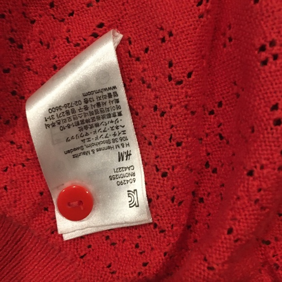 H&M red knit cardigan 3/4 sleeve - Picture 5 of 5